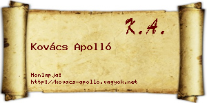 Kovács Apolló névjegykártya